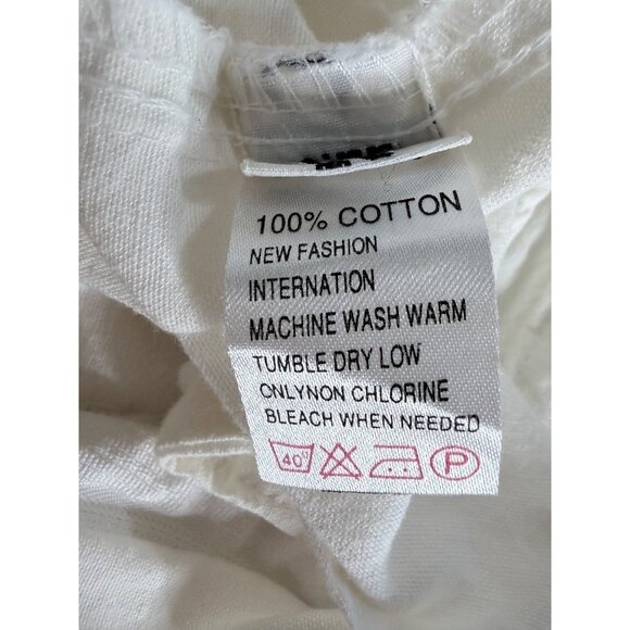 Armani Wide Leg Pants Womens Size XS (25 X 28) White Cotton Drawstring Resort Ca - Picture 6 of 11